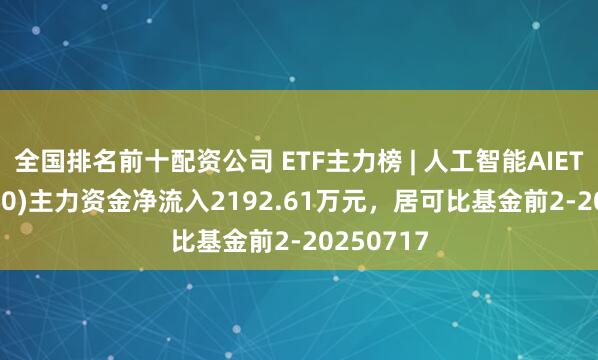 全国排名前十配资公司 ETF主力榜 | 人工智能AIETF(515070)主力资金净流入2192.61万元，居可比基金前2-20250717