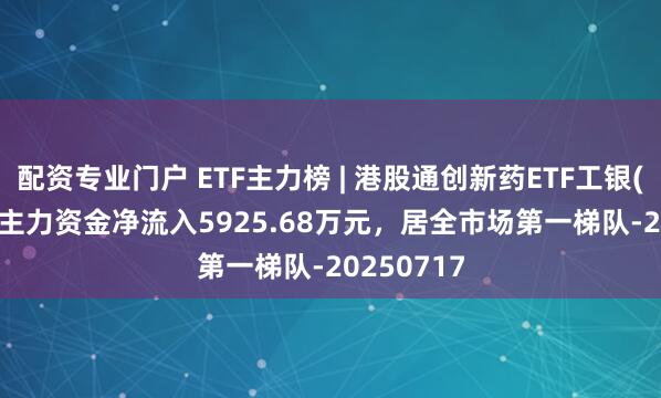 配资专业门户 ETF主力榜 | 港股通创新药ETF工银(159217)主力资金净流入5925.68万元，居全市场第一梯队-20250717